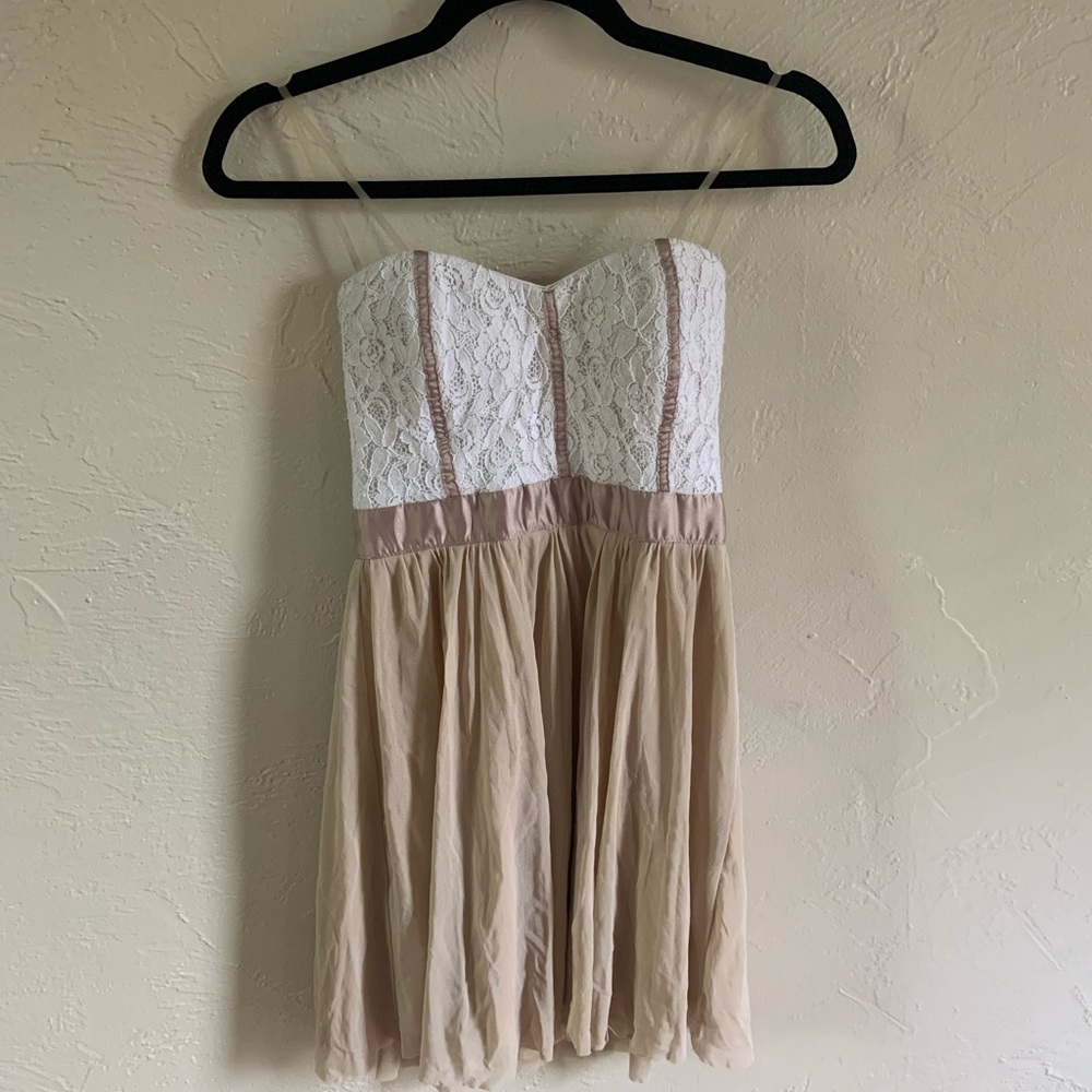 Neutral Strapless Dress